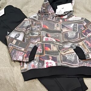 Air Jordan Size 7 6 Sweatshirt Sweatpants Multicolor Graphic Hoodie Tvs Nwt Set